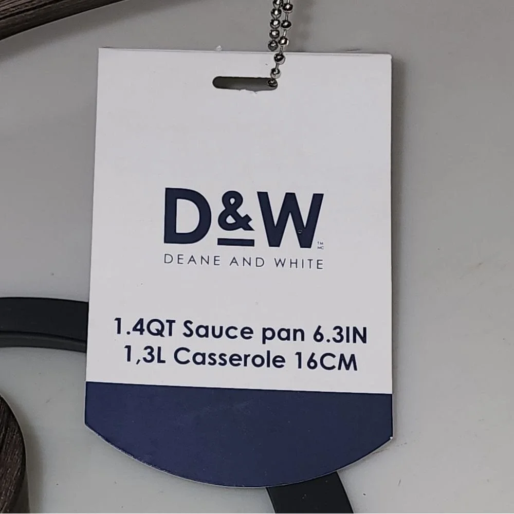 D&W Premium Cookware 6.3in Saucepan Casserole with Lid Aluminum 1.4QT Charcoal
